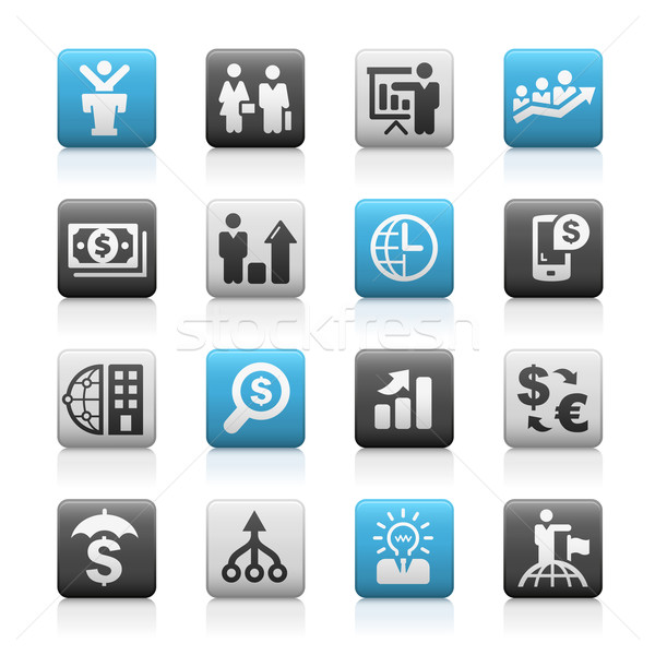 Business financiële iconen mat vector web Stockfoto © Palsur