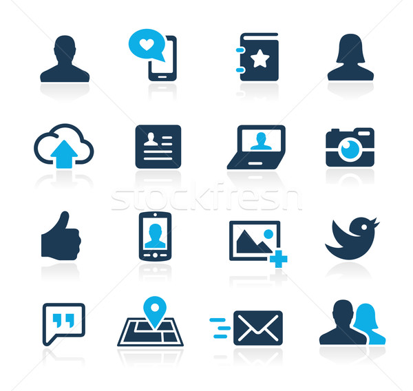 Foto stock: Social · iconos · azur · vector · web · móviles