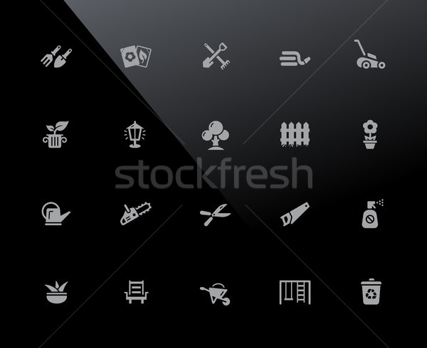 Stock fotó: Kertészkedés · ikonok · vektor · munka · pixel · hálózat