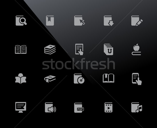 Stockfoto: Boek · iconen · vector · werk · grid