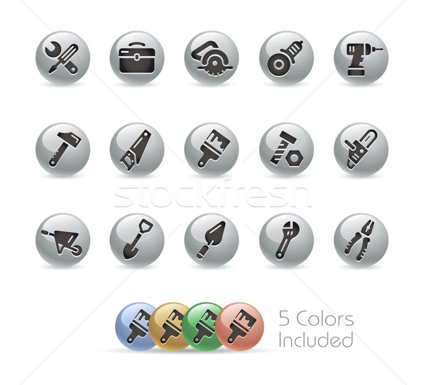 Stockfoto: Tools · iconen · metaal · vector · bestand · kleur