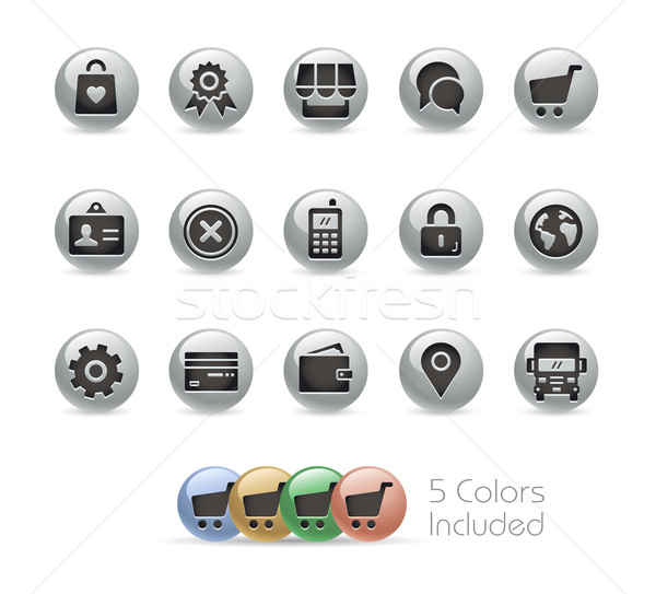 Boutique en ligne icônes métal vecteur fichier couleur Photo stock © Palsur