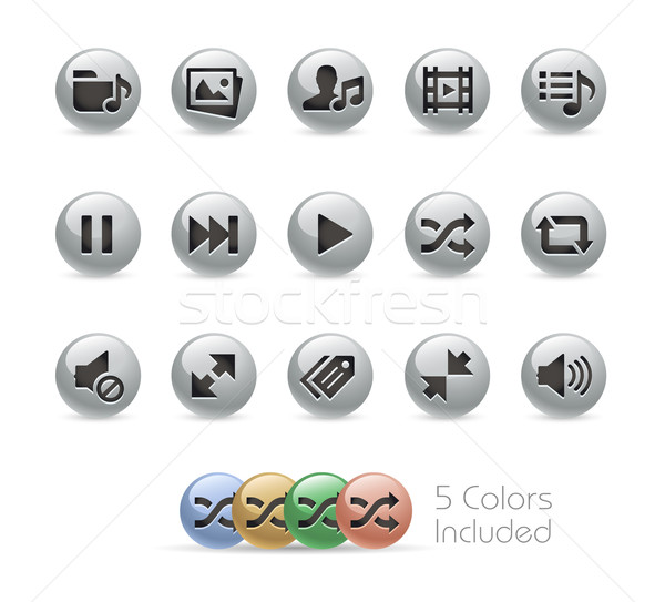 Web and Mobile Icons 7 -- Metal Round Series Stock photo © Palsur