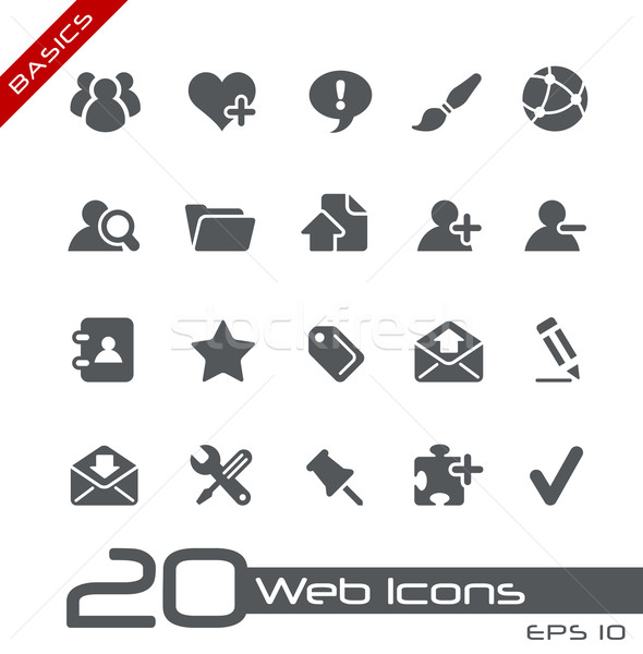 Stock foto: Web-Icons · Grundlagen · Vektor · Symbole · Web · Druck
