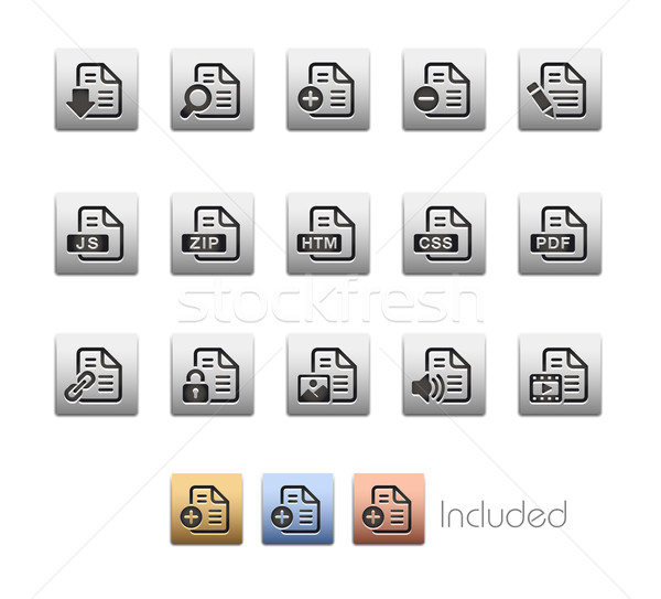 Documents Icons - Set 1 -- Metalbox Series Stock photo © Palsur