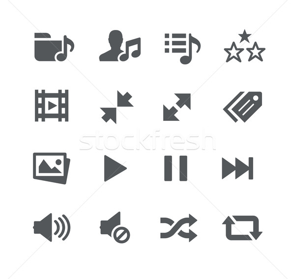 Stockfoto: Media · speler · apps · interface · vector · iconen