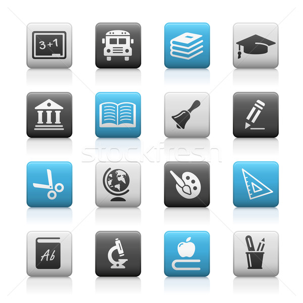 School onderwijs iconen mat vector web Stockfoto © Palsur