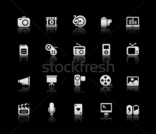 Stockfoto: Multimedia · zilver · vector · computer · achtergrond