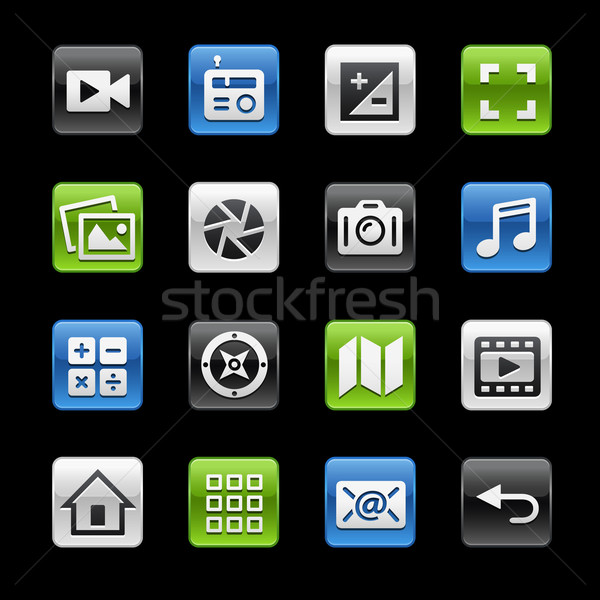 Los medios de comunicación interfaz botones vector iconos Foto stock © Palsur