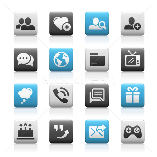 Sociale communicatie iconen mat vector web Stockfoto © Palsur