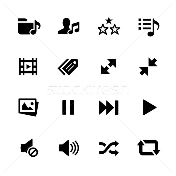 Los medios de comunicación jugador iconos negro iconos vectoriales digital Foto stock © Palsur