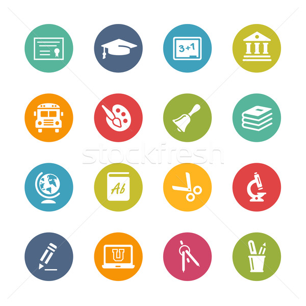 Stockfoto: Onderwijs · iconen · vers · kleuren · vector · knoppen