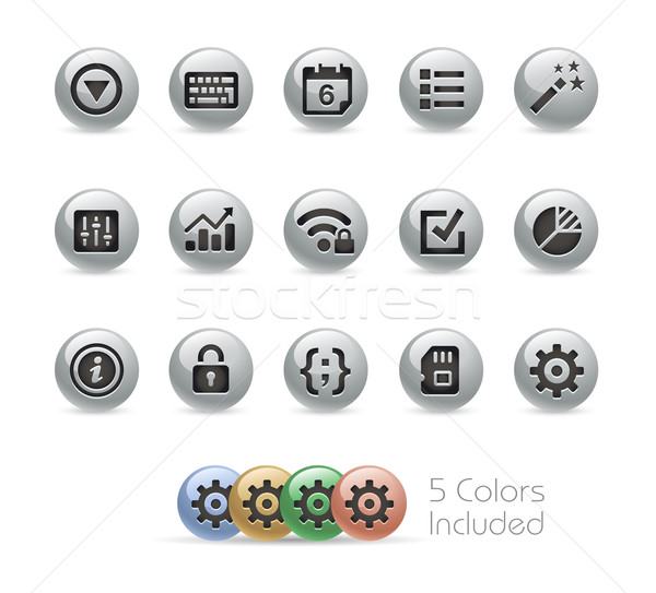 Web and Mobile Icons 4 -- Metal Round Series Stock photo © Palsur