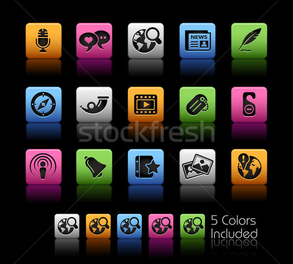Médias sociaux couleur boîte eps fichier icône Photo stock © Palsur