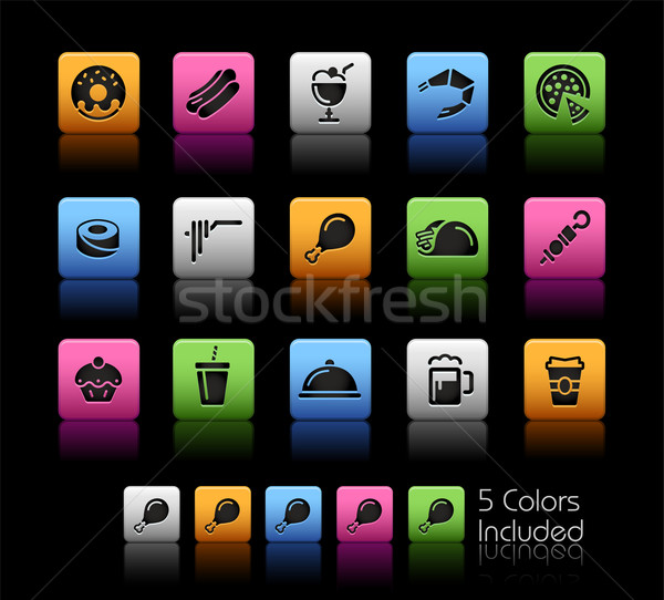 Voedsel iconen ingesteld kleur vak eps Stockfoto © Palsur