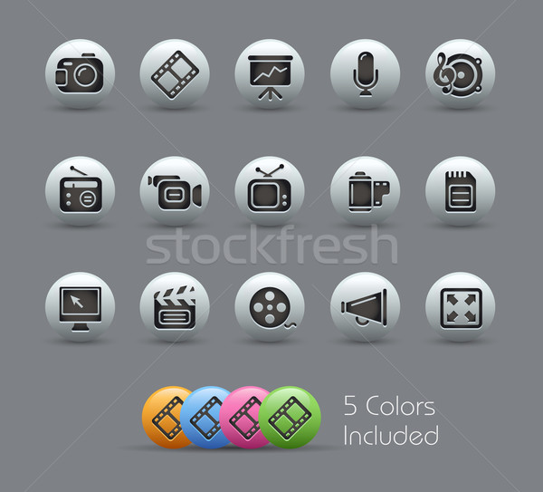 Multimédia eps fichier couleur icône différent Photo stock © Palsur
