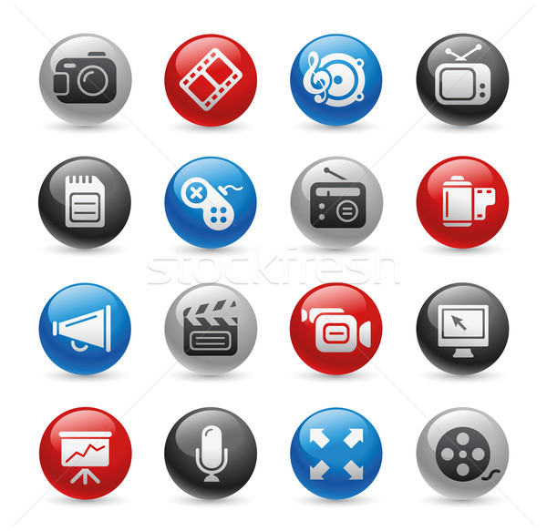 Multimedia Web-Icons Gel professionelle Symbole Website Stock foto © Palsur