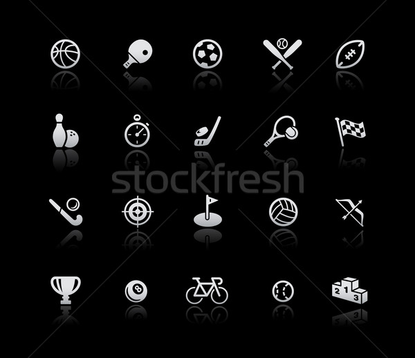 Sportowe ikona srebrny wektora piłka nożna koszykówki Zdjęcia stock © Palsur