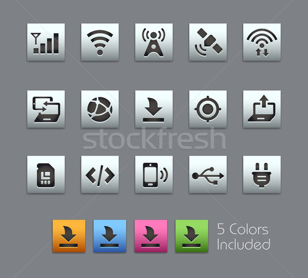 Connectivité icônes vecteur fichier couleur icône Photo stock © Palsur