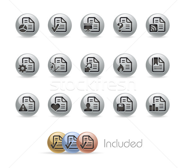 Documents Icons - 2 of 2 -- Metal Round Series Stock photo © Palsur
