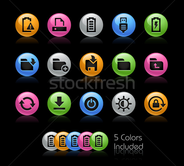énergie stockage icônes vecteur fichier couleur [[stock_photo]] © Palsur