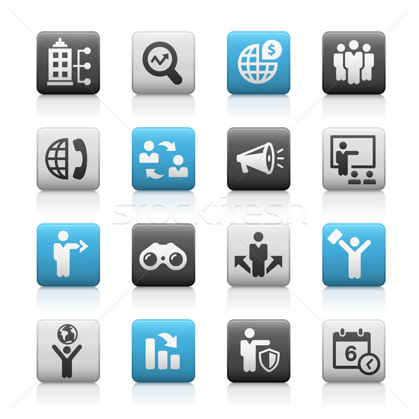 Business iconen mat vector web Stockfoto © Palsur