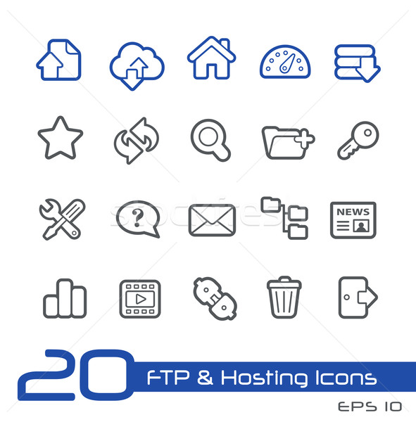 Hosting iconos línea vector sitio web presentación Foto stock © Palsur