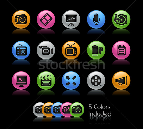 Multimedialnych żel kolor eps pliku ikona Zdjęcia stock © Palsur