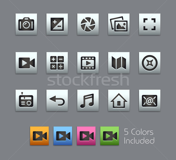 ストックフォト: メディア · インターフェース · アイコン · ベクトル · ファイル · 色
