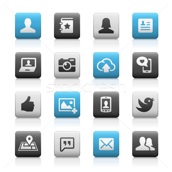Sociale iconen mat vector web mobiele Stockfoto © Palsur