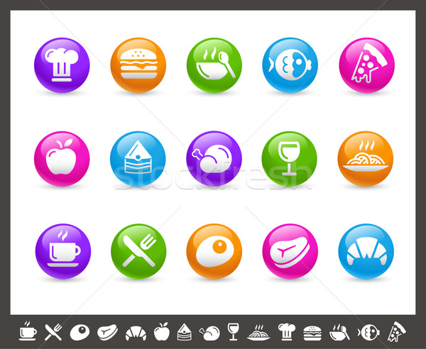Voedsel iconen ingesteld regenboog vector web Stockfoto © Palsur