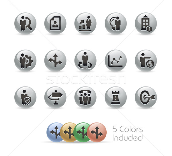 Business Strategies Icons -- Metal Round Series Stock photo © Palsur