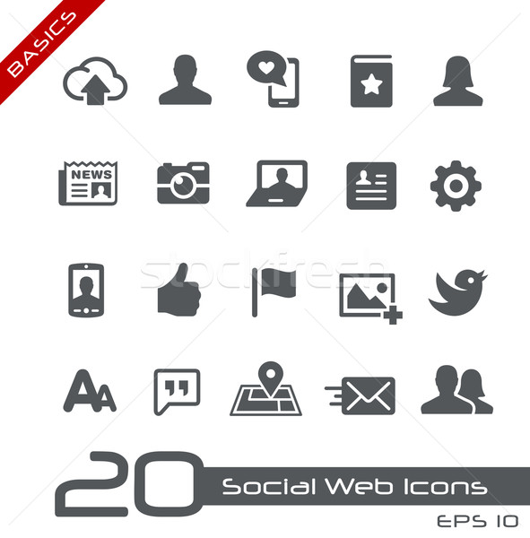 Stock foto: Sozialen · Web-Icons · Grundlagen · Vektor · Symbole · Web