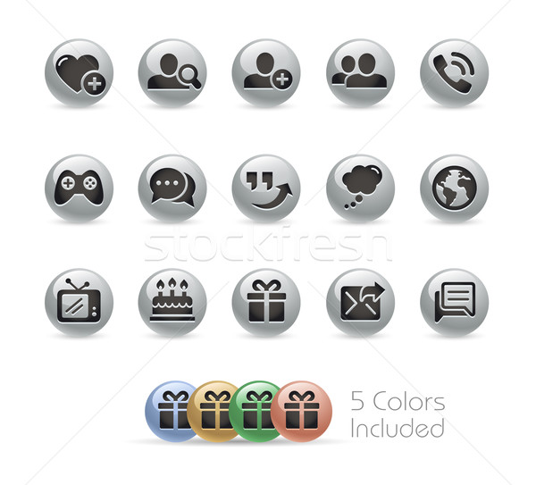 Sociale communicatie iconen metaal vector bestand Stockfoto © Palsur