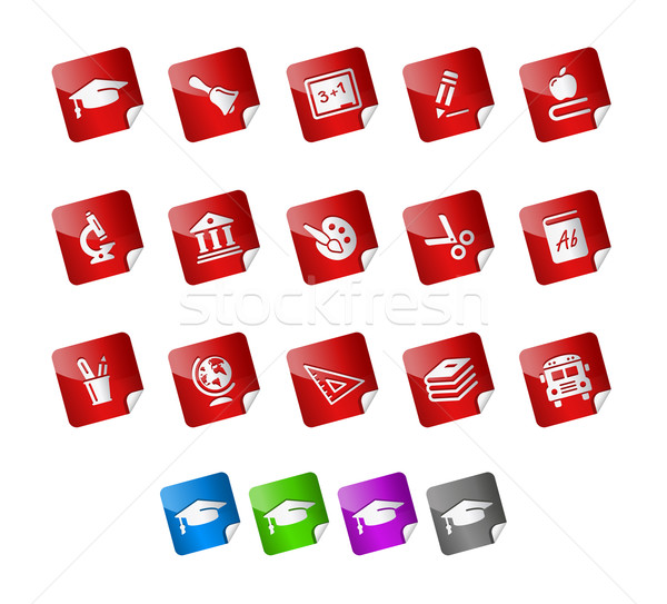 Onderwijs iconen stickers vector bestand kleur Stockfoto © Palsur