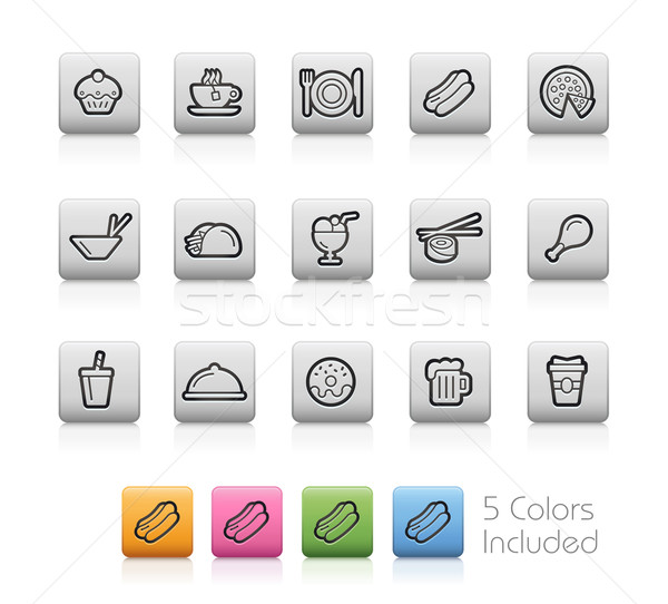 Food and Drink Icons 2 -- Outline Button Stock photo © Palsur