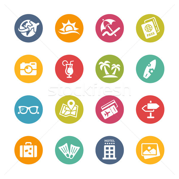 Summer Vacations Icons // Fresh Colors Series Stock photo © Palsur