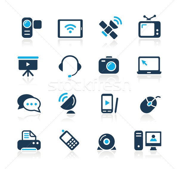 Communicatie iconen azuur vector web afdrukken Stockfoto © Palsur