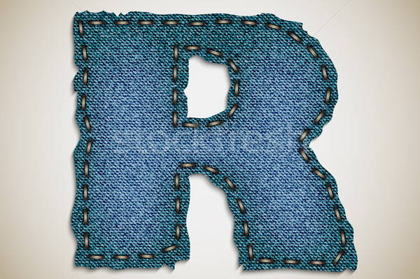 Denim letter alphabet texture jeans. vector Stock photo © Panaceadoll