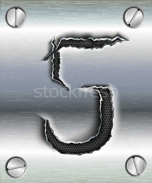 Foto d'archivio: Alfabeto · lettere · strappato · metal · ombra · design