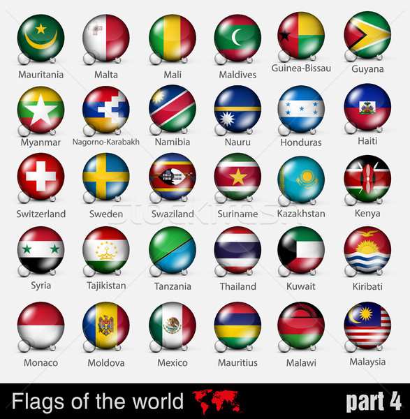 Stock fotó: Zászlók · összes · országok · 3d · labda · árnyékok · terv