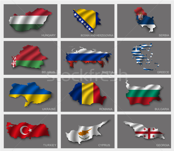 Illustrations of the world with flags and capitals Stock photo © Panaceadoll
