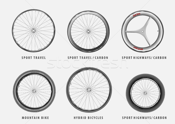 set of vector different types of bicycle wheels bicycle and sports Stock photo © Panaceadoll