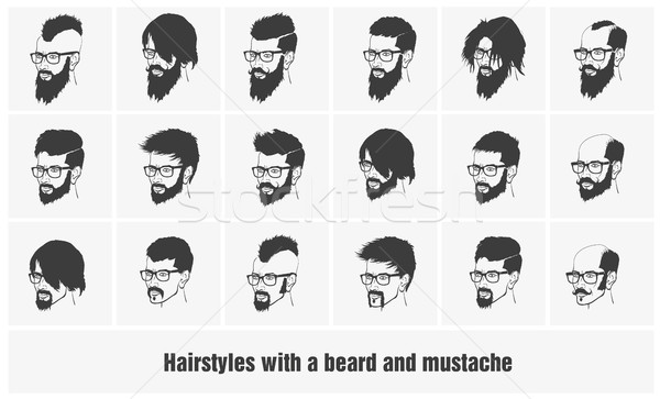 Peinados barba bigote gafas hombres Foto stock © Panaceadoll