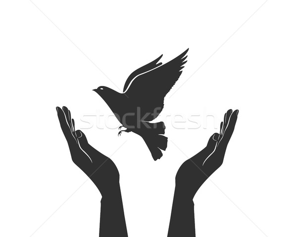 Stock photo: concept of world without war hands and dove