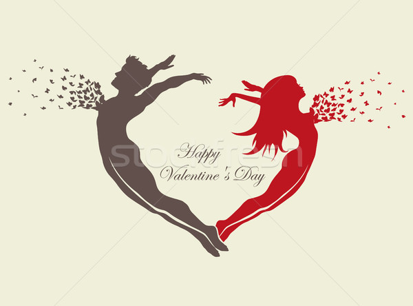 couple in love with butterflies and hearts on Valentine Day Stock photo © Panaceadoll
