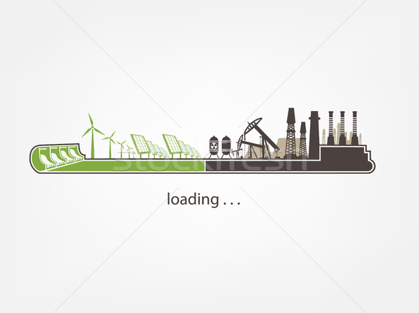 Icône téléchargement usines énergies renouvelables nature feuille Photo stock © Panaceadoll