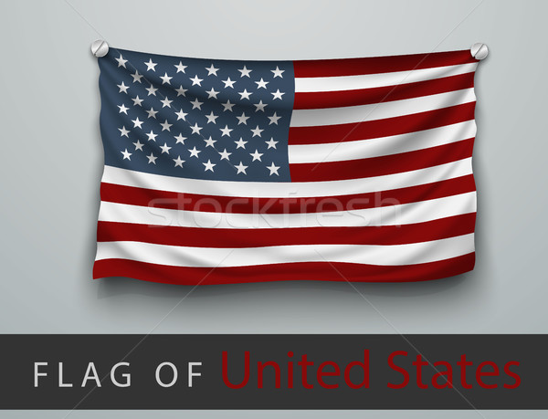 FLAG OF USA battered, hung on the wall, screwed screws Stock photo © Panaceadoll