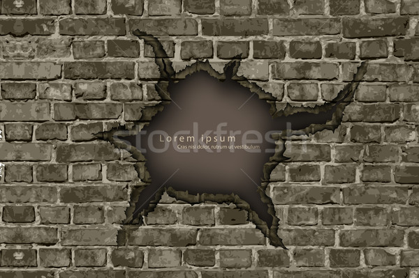 hole in the brick wall with shadows and text Stock photo © Panaceadoll