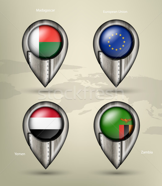 metal map marker steel country with glare and shadows Stock photo © Panaceadoll
